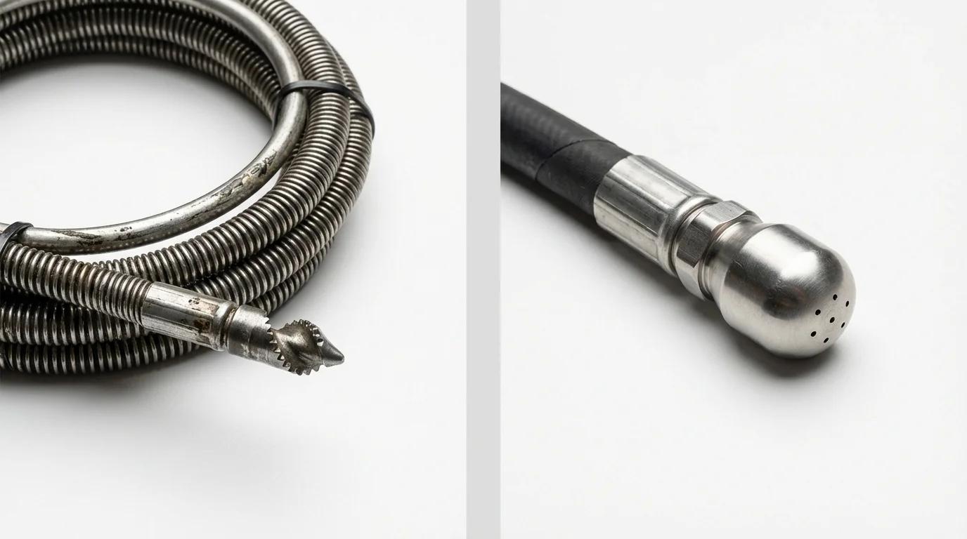Drain snake cable and hydro jetting nozzle used for drain cleaning in Sheridan, WY